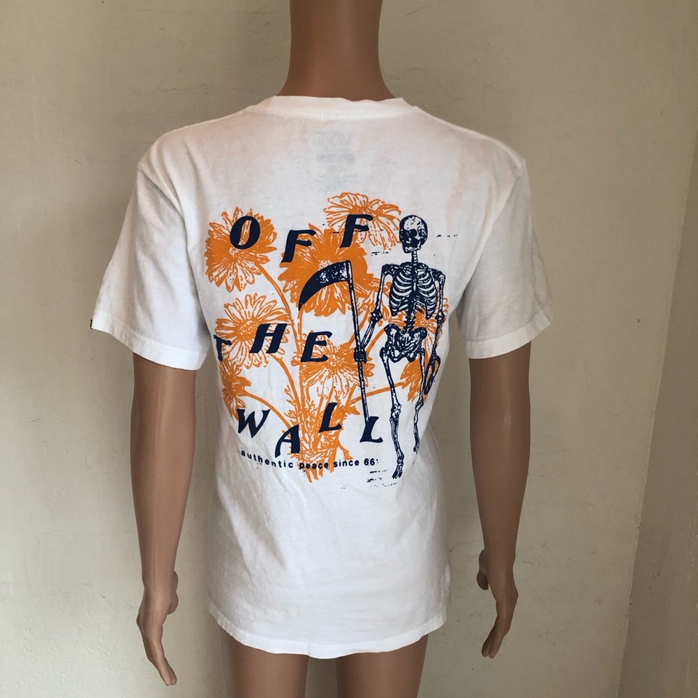 Vans Off The Wall White Classic-Fit Graphic Print T-Shirt Women’s Size S Skater